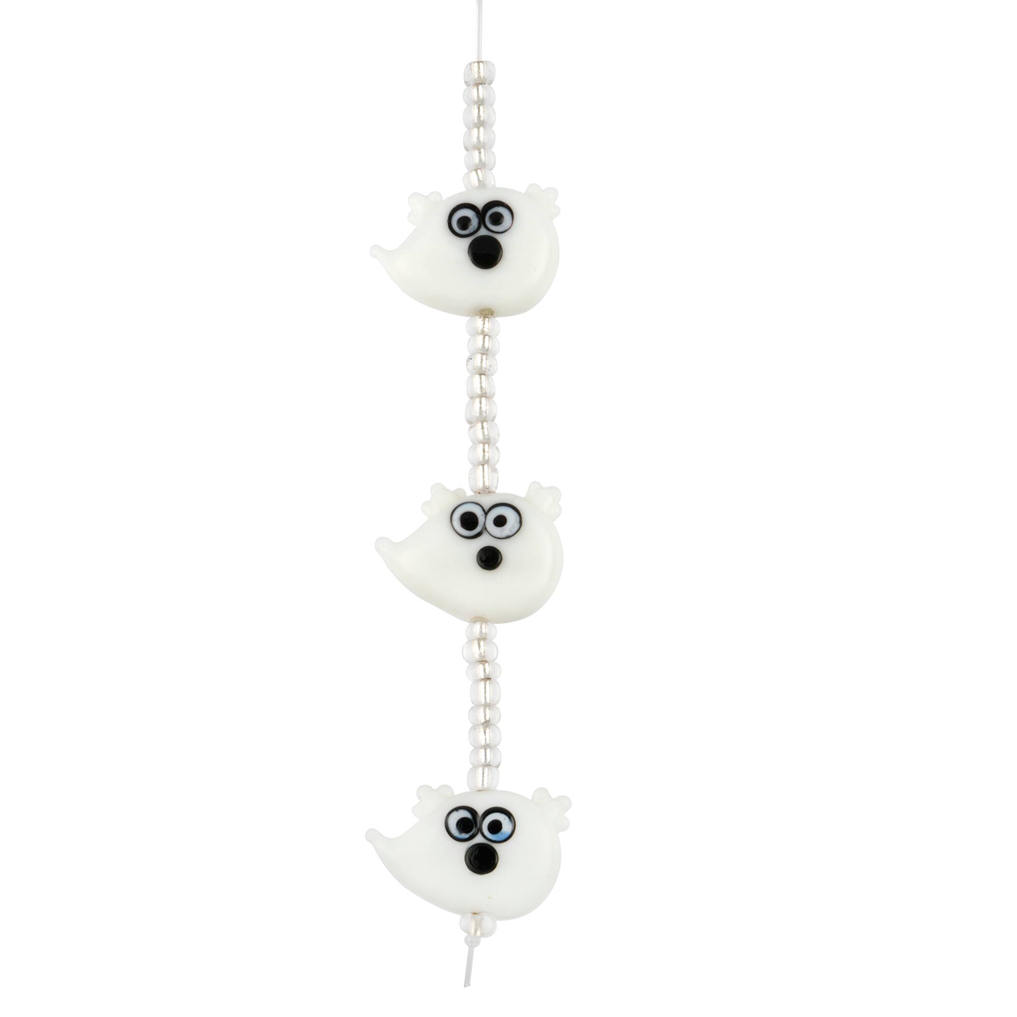 White Ghost Lampwork Glass Bead Mix by Bead Landing™